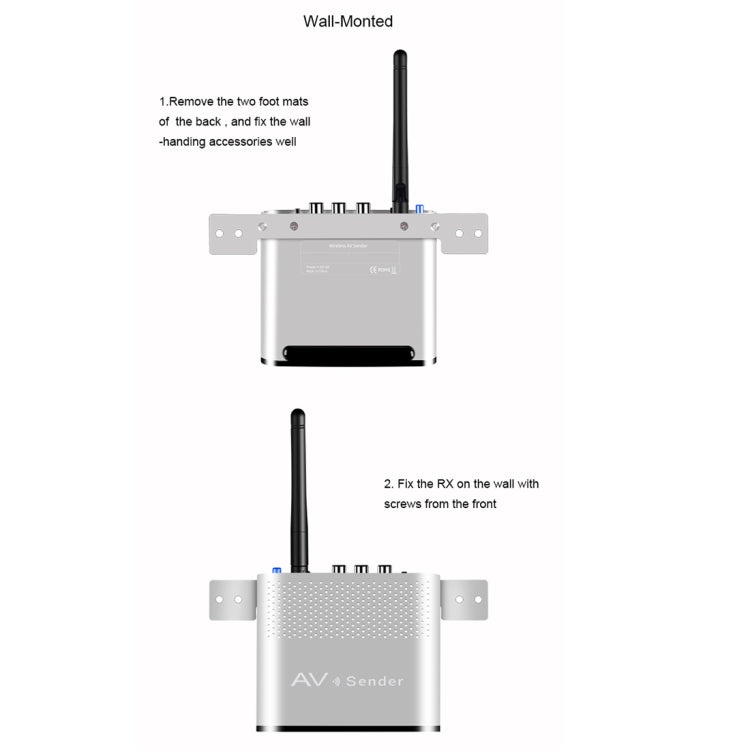 Measy AV220-2 Trasmettitore audio/video wireless da 2,4 GHz + 2 ricevitori con funzione di trasmissione IR, distanza di trasmissione: 200 m, AV220-2