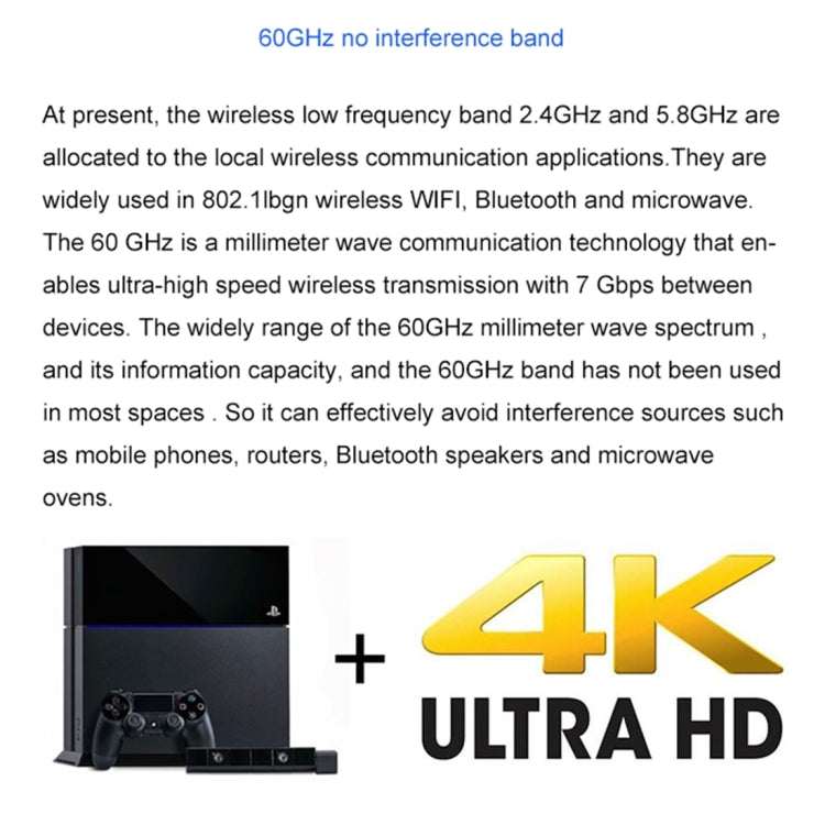 Kit di trasmissione wireless Measy W2H 60 GHz 4K Ultra HD, distanza di trasmissione: 30 m, spina UK, 4K