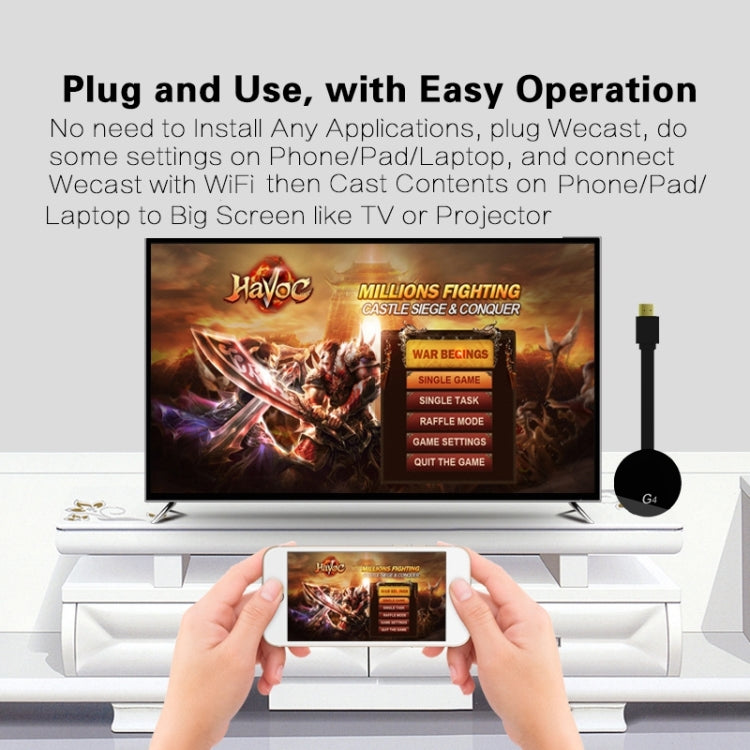 G4 Wireless WiFi Display Dongle Receiver Airplay Miracast DLNA TV Stick per iPhone, Samsung e altri smartphone Android, Dual Core Cortex A7 fino a 1,5 GHz, G4