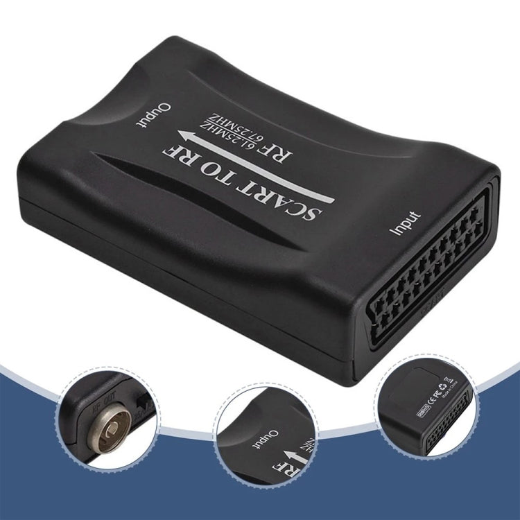 Convertitore video SCART a RF 25-61,25 MHz con cavo 110 cm