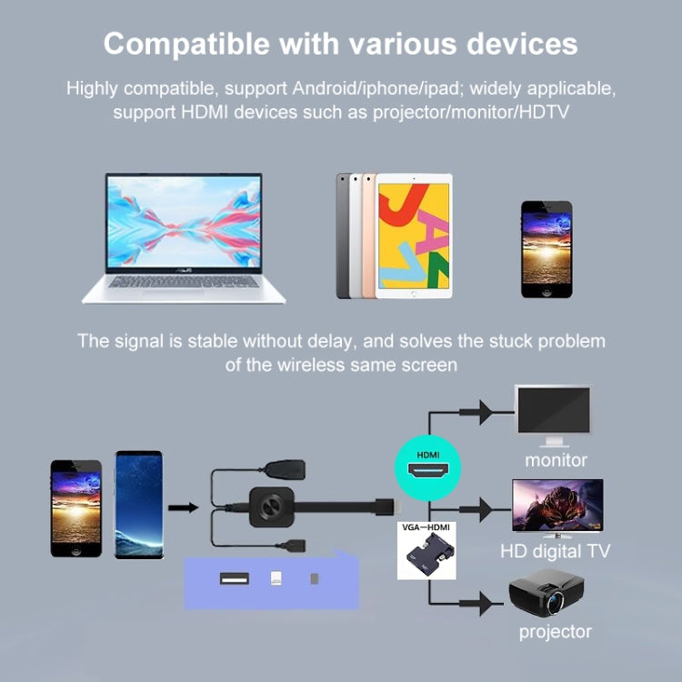 W13 2.4G Wireless WiFi Display Dongle Ricevitore AirPlay Box Miracast DLNA 1080P HD TV Stick