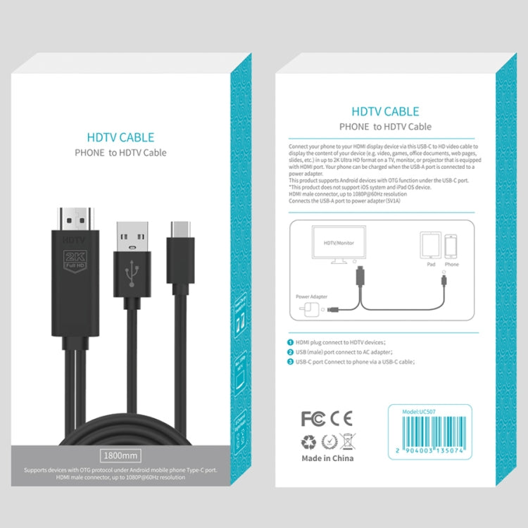 Cavo USB-C a HDMI 2K 30Hz 15cm UC507