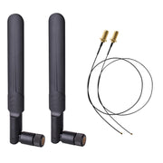 2 x 6dBi 2.4GHz 5GHz Dual Band WiFi RP-SMA Antenna maschio + 2 x 35CM RP-SMA IPEX MHF4 Cavo pigtail per scheda WLAN WiFi M.2 NGFF, 6dBi Antenna + RP-SMA Cable