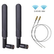 2 x 6dBi 2.4GHz 5GHz Dual Band WiFi RP-SMA Antenna maschio + 2 x 35CM RP-SMA IPEX MHF4 Cavo pigtail per scheda WLAN WiFi M.2 NGFF, 6dBi Antenna + RP-SMA Cable