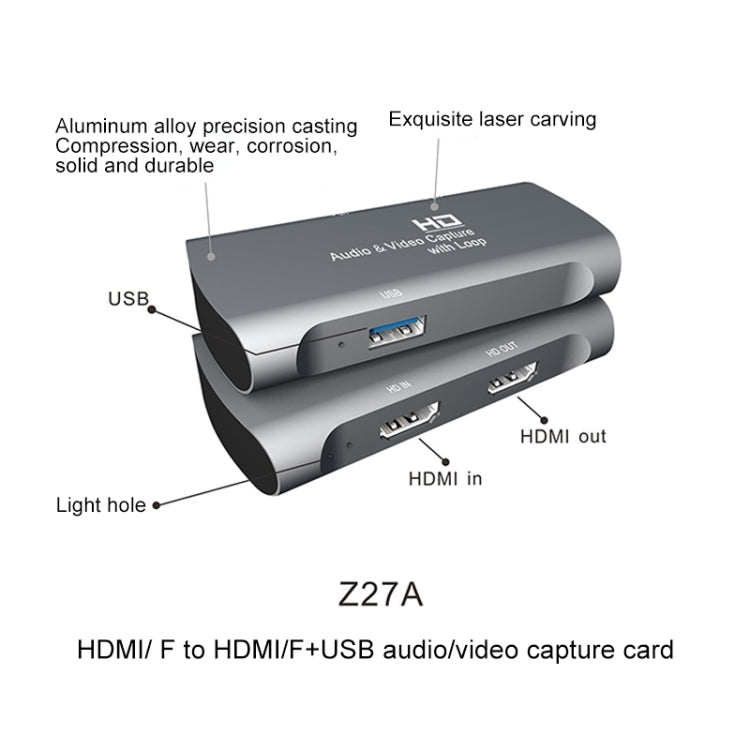 Z27A Scatola di acquisizione audio video USB da HDMI femmina a HDMI femmina, Z27A