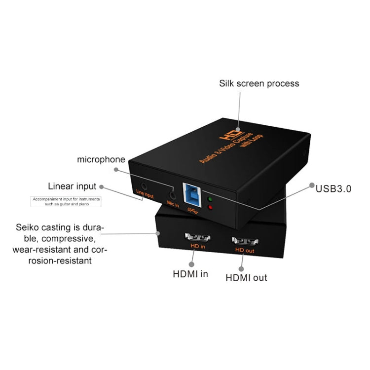 Z28 professionale HDMI femmina + microfono + linea in a HDMI femmina USB 3.0 scatola di acquisizione audio video, Z28