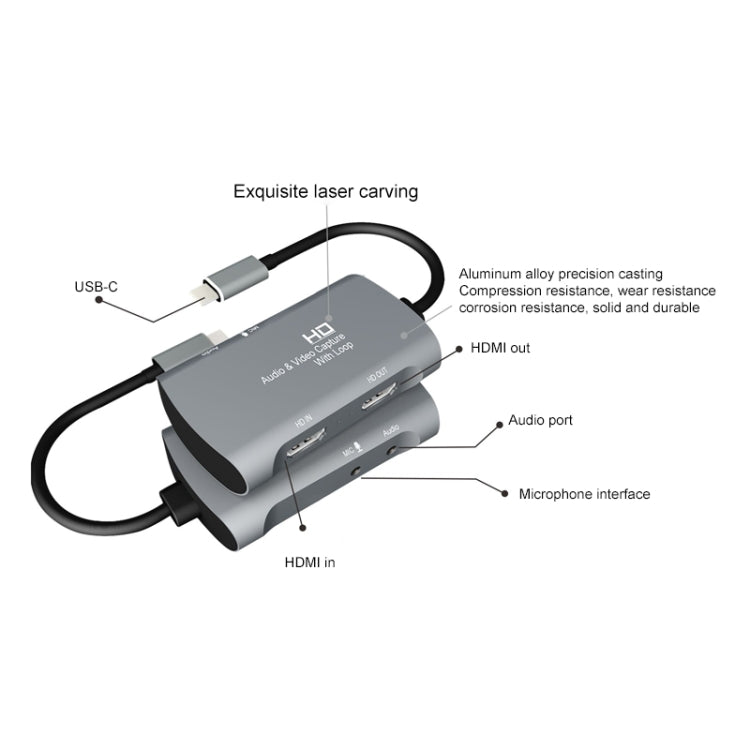 Z30A HDMI femmina + microfono a HDMI femmina + audio + scatola di acquisizione video USB-C/tipo-C, Z30A