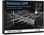 Antenna TV esterna UHF 20 elementi 8 dB con connettore F U-20E