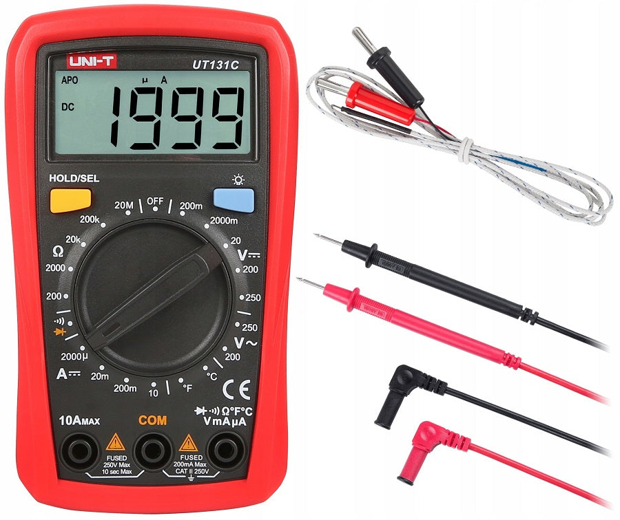 Multimetro digitale con puntali e sonda di temperatura 250V 20MOhm UT131B UNI-T UT131C 6935750513279 U1050