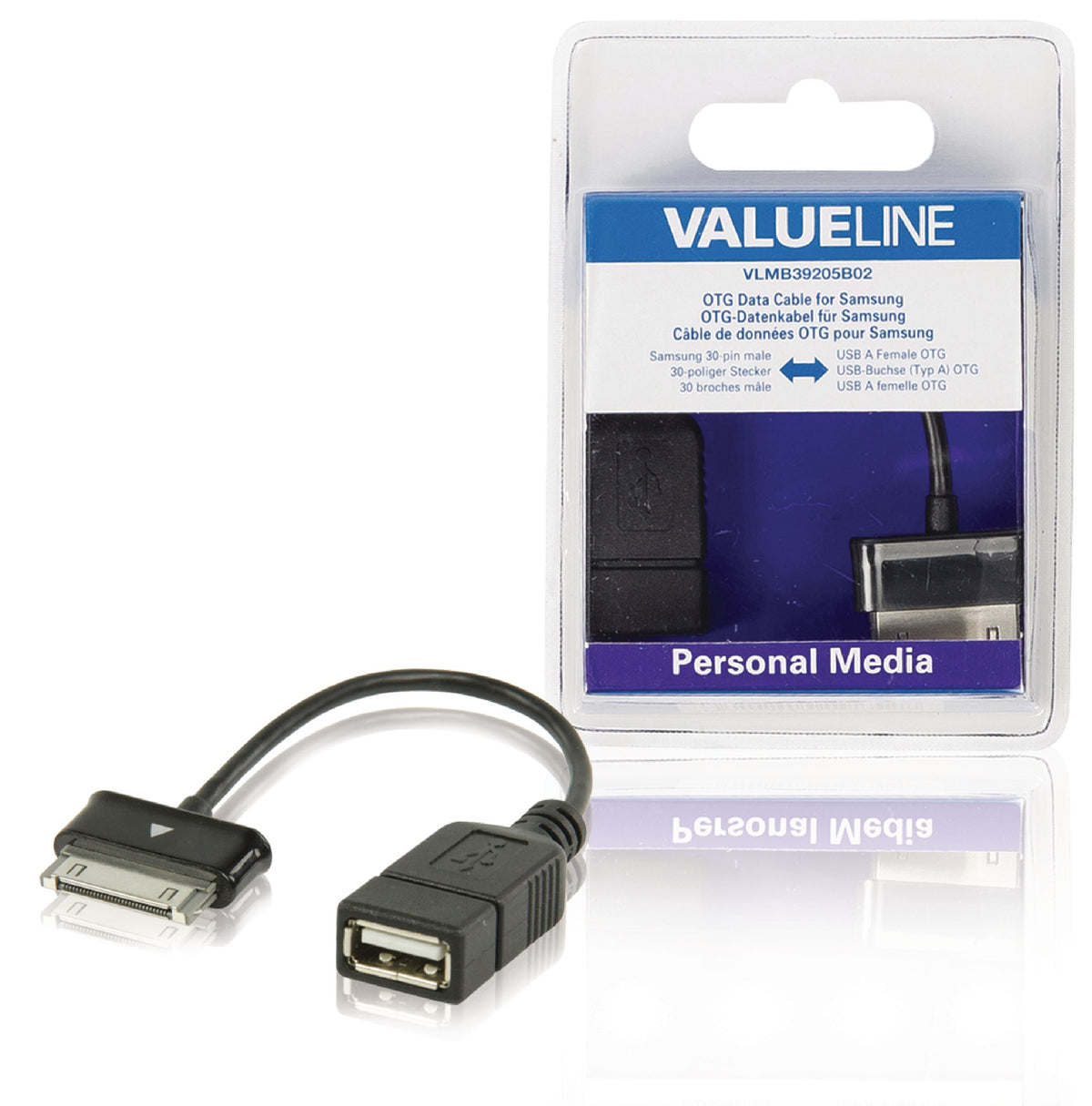 Sincronizzazione e Ricarica Samsung 30-Pin Maschio - USB A Femmina 0.20 m Nero