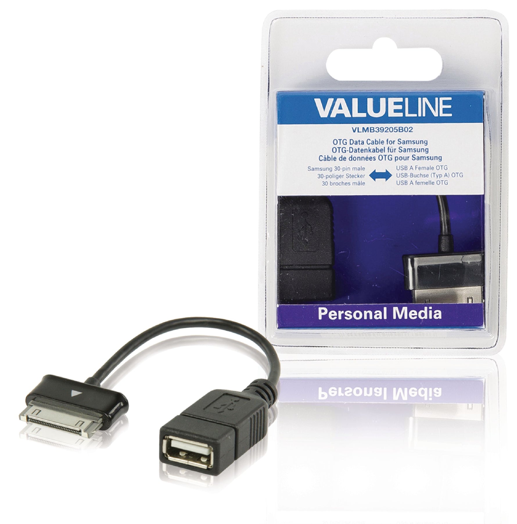 Sincronizzazione e Ricarica Samsung 30-Pin Maschio - USB A Femmina 0.20 m Nero