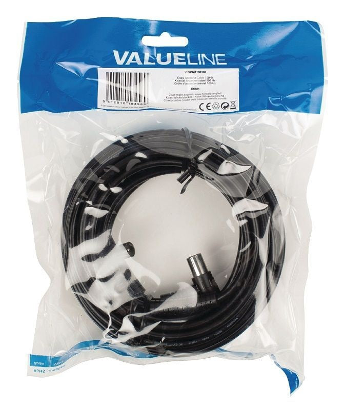 Cavo Coassiale 100 dB ad Angolo Coassiale Maschio – Femmina Coax (IEC) 10m Nero 5412810184569 VLSP40110B100 ND9090