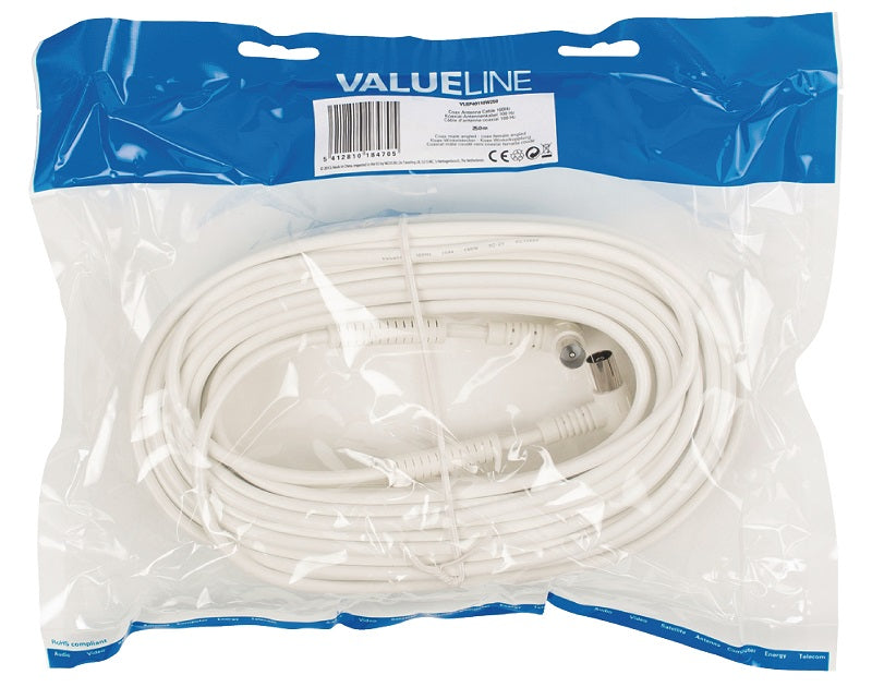 Cavo Coassiale 100 dB ad Angolo Coassiale Maschio - Femmina Coax (IEC) 25m Bianco 5412810184705 541281018470 VLSP40110W250 ND9100