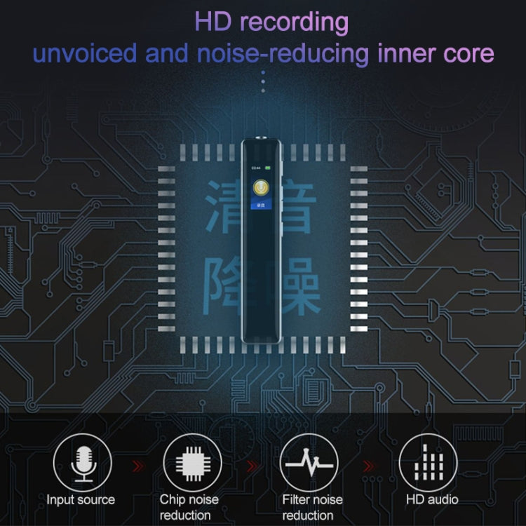 Q33 Riproduzione esterna Controllo vocale MP3 Penna di registrazione con riduzione del rumore ad alta definizione, 8G, supporto Protezione con password e registrazione con un solo tocco, 8G