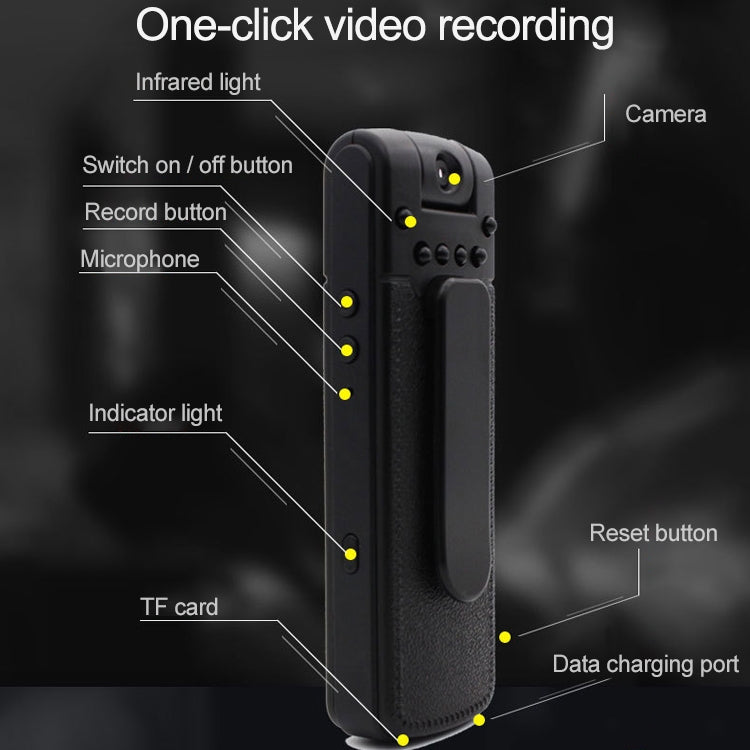 B18 Back Clip Design 1080P HD Camera Recording Pen, Support Motion Detection / Visione notturna a infrarossi / Telecamera con rotazione di 180 gradi / Scheda TF