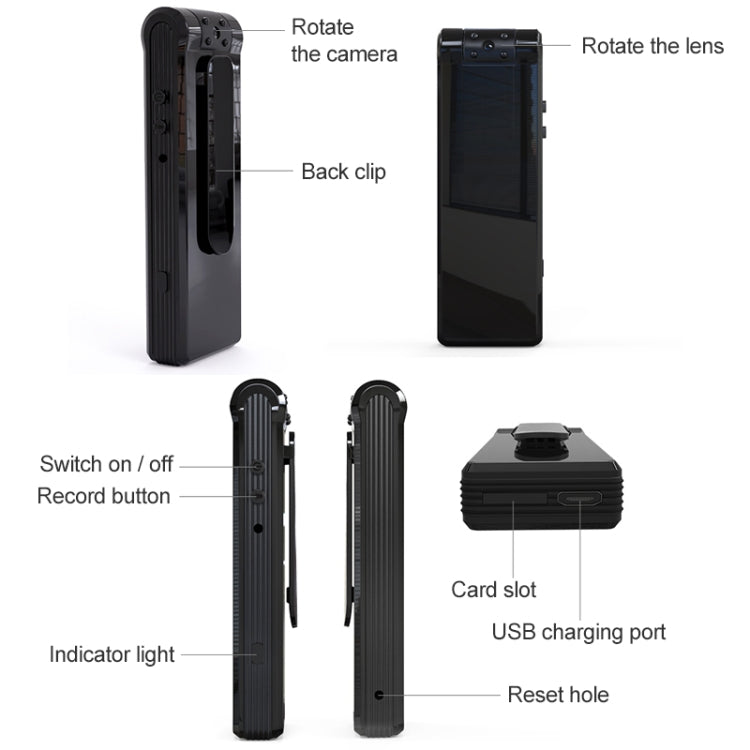 Videoregistratore HD 1080P con clip posteriore e rilevamento movi