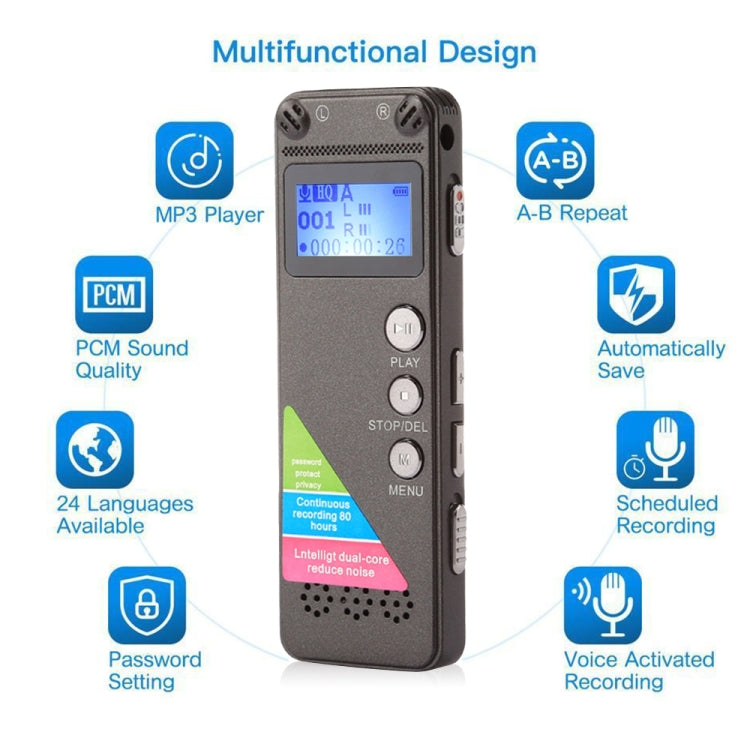 Registratore vocale portatile VM31 8GB con riproduzione musica