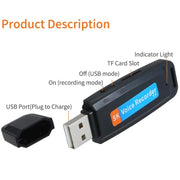 SK001 Registratore vocale portatile USB U-Disk ricaricabile, senza memoria, No Memory