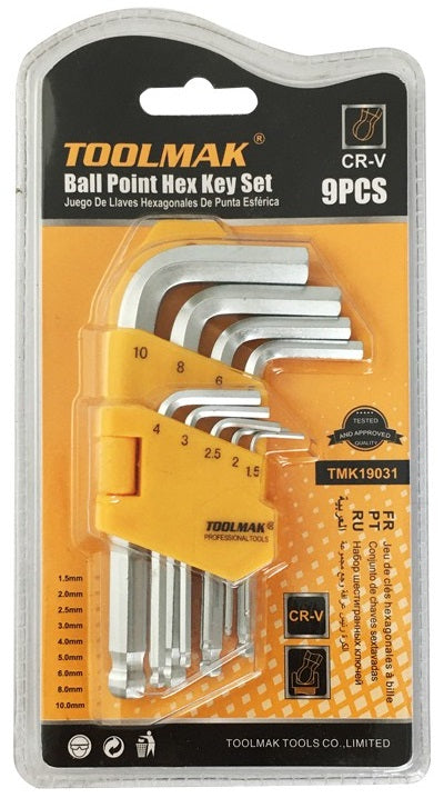 Set 9 chiavi esagonali con punta sferica 1.5-10mm TMK19031 W1405 6901020190310