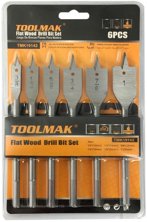 Set 6 punte a pala per legno 10-25mm TMK19142 6901080191425 W1465