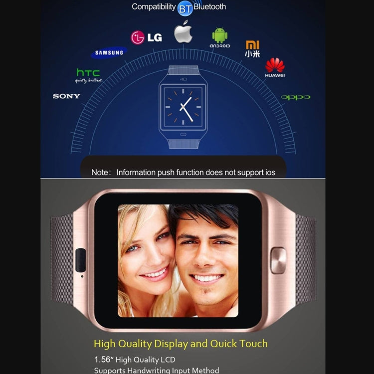 DZ09 Schermo da 1,56 pollici Bluetooth 3.0 Sistema operativo Android 4.1 sopra Smart Watch Phone con Bluetooth Call & Call Reminder & Sleep Monitor & Pedometro & Sedentary Reminder & Calendar & SMS & Audio e Video Player & Anti-loss Function