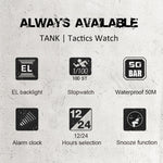 SERBATOIO North Edge Men Fashion Esercito militare professionale Sport all'aria aperta Impermeabile Running Swimming Smart Digital Watch, TANK North Edge