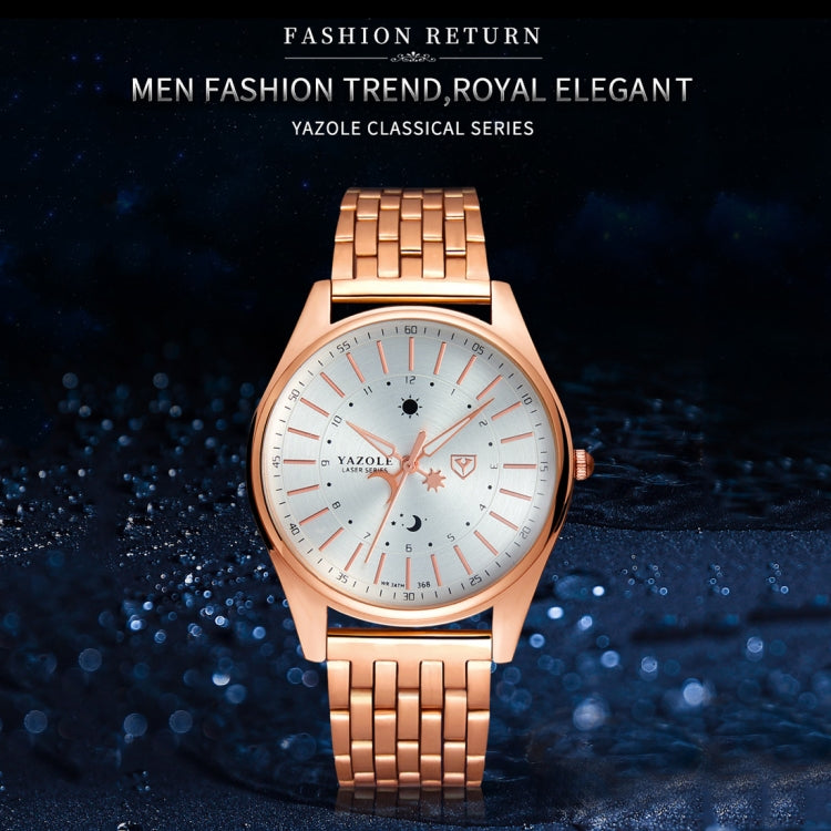 YAZOLE 368 Orologio da polso al quarzo con cinturino in acciaio da uomo d'affari alla moda, punti luminosi