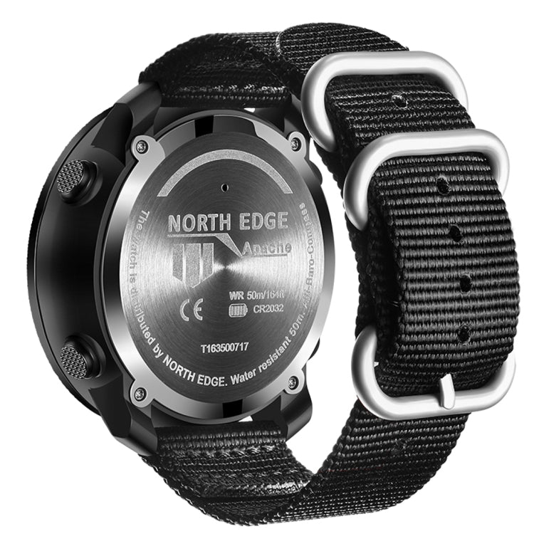 NORTH EDGE Smartwatch elettronico per sport all'aria aperta impermeabile multifunzione, supporto per misurazione dell'umidità / previsioni del tempo / misurazione della velocità, stile: cinturino in nylon, Nylon Strap