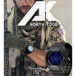 NORTH EDGE AK Bluetooth Smart Watch multifunzione con retroilluminazione a LED, supporto promemoria chiamata in arrivo, cronometro intelligente, promemoria informazioni, AK