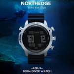 NORTH EDGE AQUA 100 m impermeabile Scuba Diver Smart Watch, supporto display luminoso e modalità bussola, AQUA