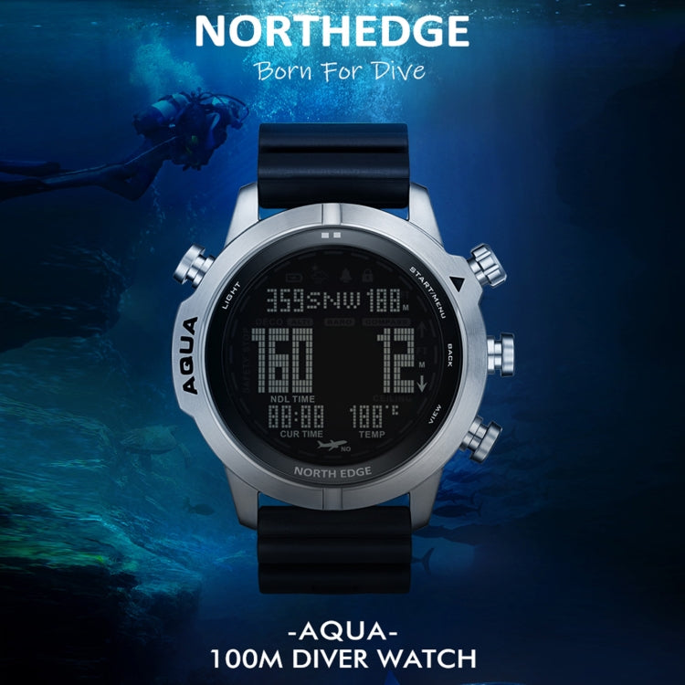 NORTH EDGE AQUA 100 m impermeabile Scuba Diver Smart Watch, supporto display luminoso e modalità bussola, AQUA