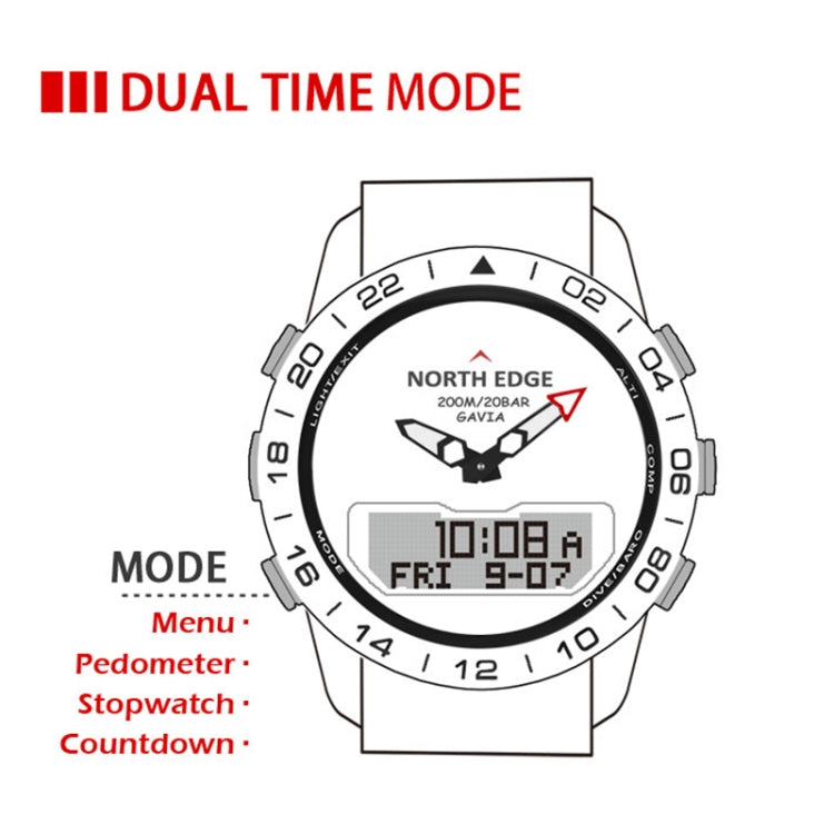 North Edge GAVIA Men Outdoor Sport 50m Impermeabile Smart Digital Watch Orologio subacqueo, barometro di supporto e contapassi, GAVIA