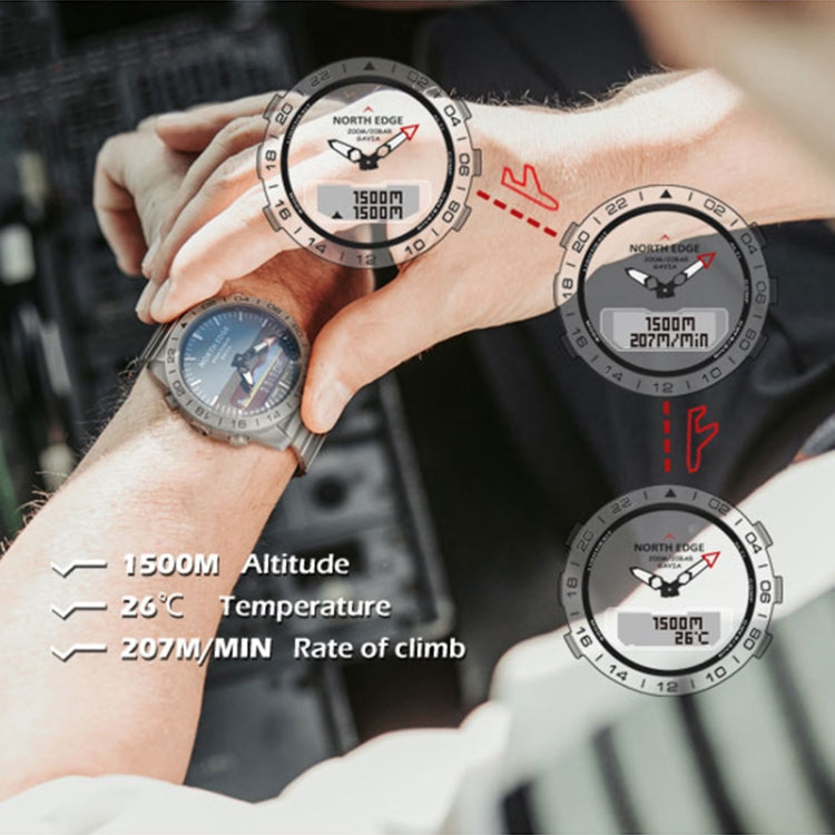 North Edge GAVIA Men Outdoor Sport 50m Impermeabile Smart Digital Watch Orologio subacqueo, barometro di supporto e contapassi, GAVIA
