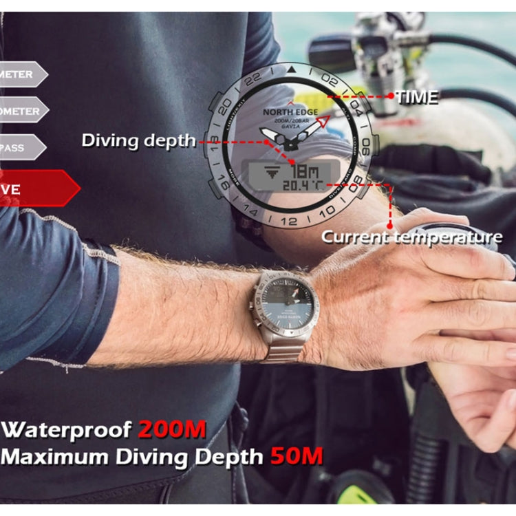 North Edge GAVIA Men Outdoor Sport 50m Impermeabile Smart Digital Watch Orologio subacqueo, barometro di supporto e contapassi, GAVIA