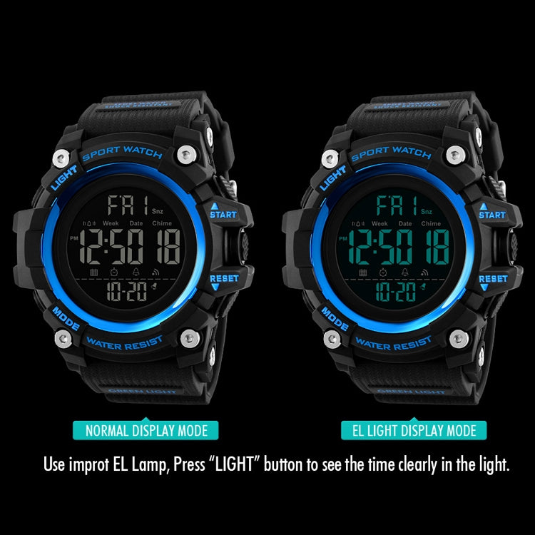 SKMEI 1384 Orologio digitale LED impermeabile nottilucente da uomo multifunzionale per esterni