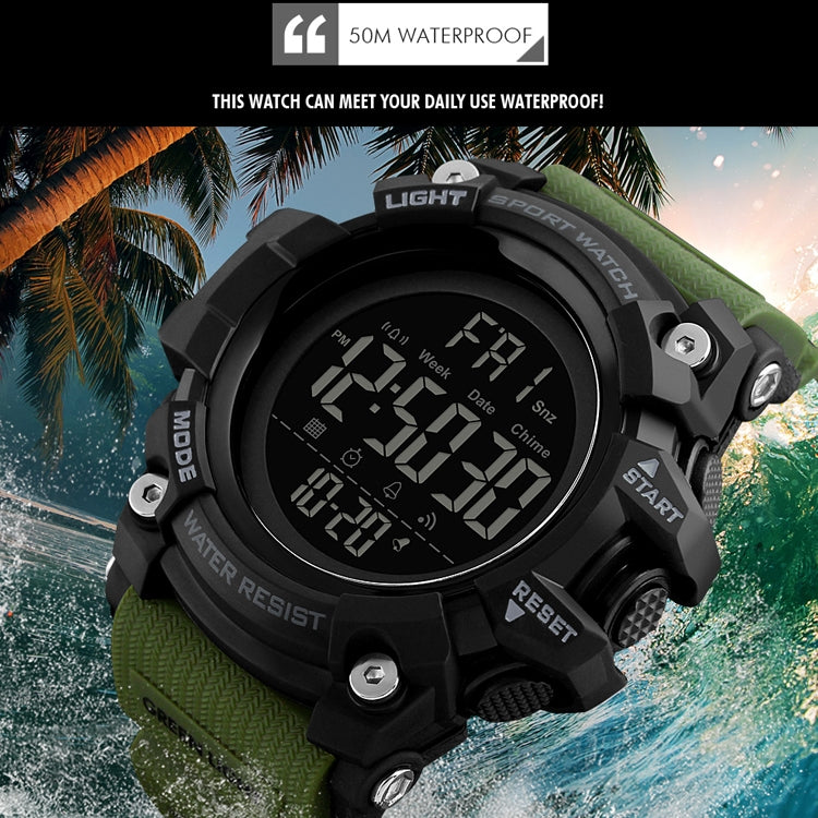 SKMEI 1384 Orologio digitale LED impermeabile nottilucente da uomo multifunzionale per esterni