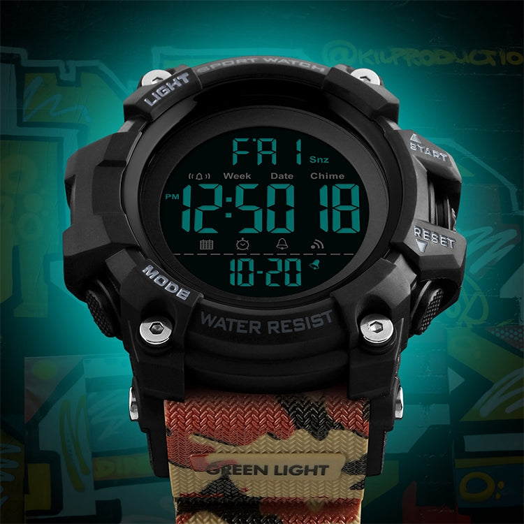 SKMEI 1384 Orologio digitale LED impermeabile nottilucente da uomo multifunzionale per esterni