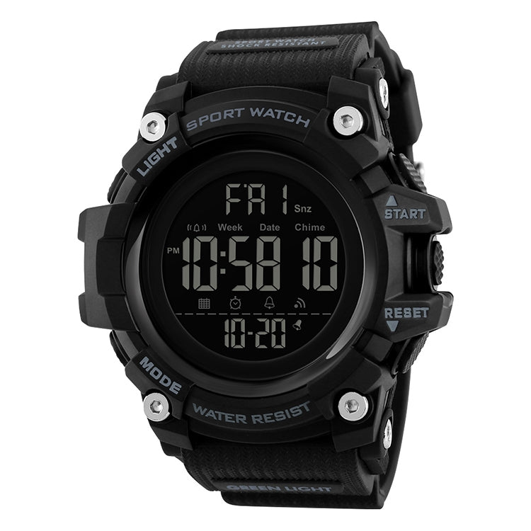 SKMEI 1384 Orologio digitale LED impermeabile nottilucente da uomo multifunzionale per esterni