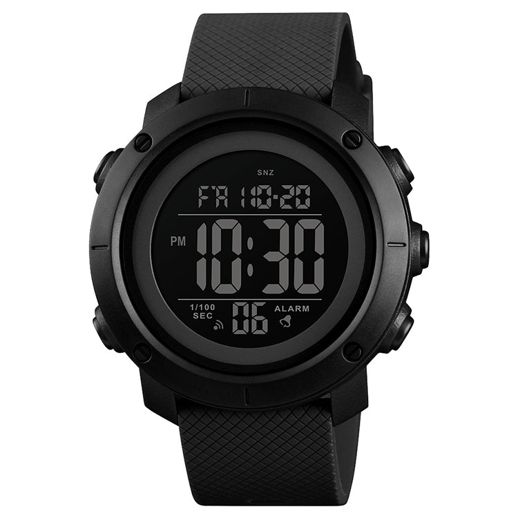 SKMEI 1426 Orologio digitale multifunzionale con anello in gomma nero impermeabile per la moda all'aperto nottilucente, Black Machine Rubber Ring, 1426 Black Machine Rubber Ring