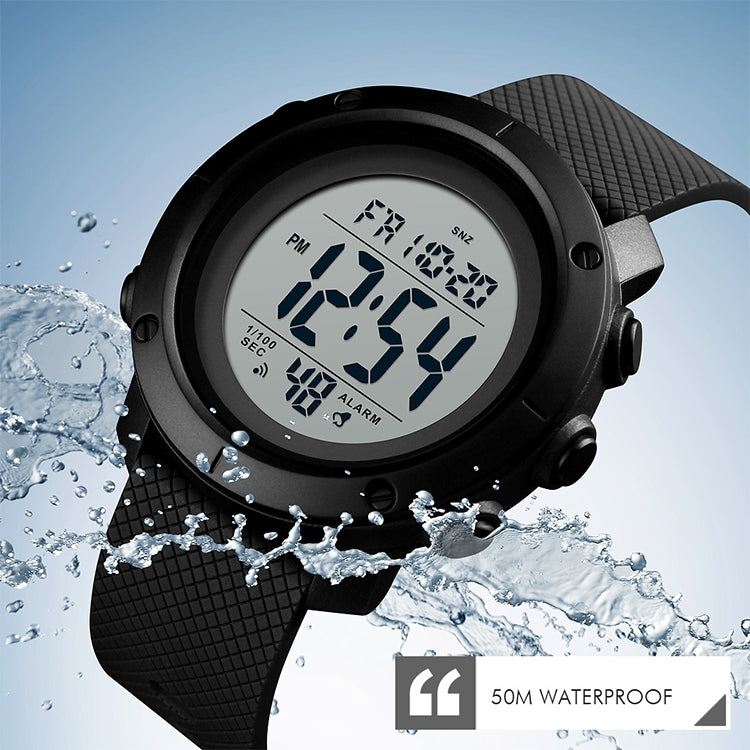 SKMEI 1426 Orologio digitale multifunzionale con anello in gomma nero impermeabile per la moda all'aperto nottilucente, Black Machine Rubber Ring, 1426 Black Machine Rubber Ring