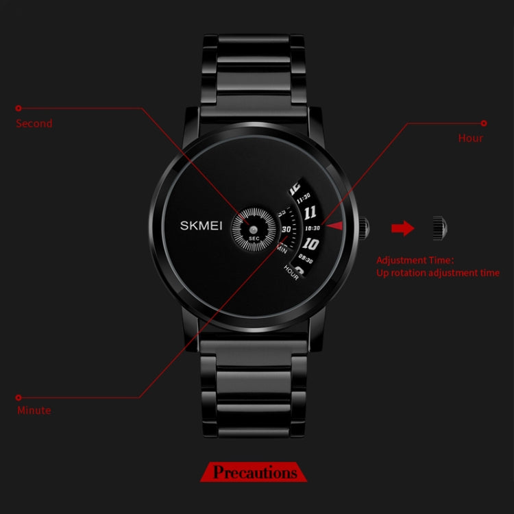 SKMEI 1260 Fashion Creative Pointer 30m Orologio da polso al quarzo impermeabile con cinturino in acciaio inossidabile