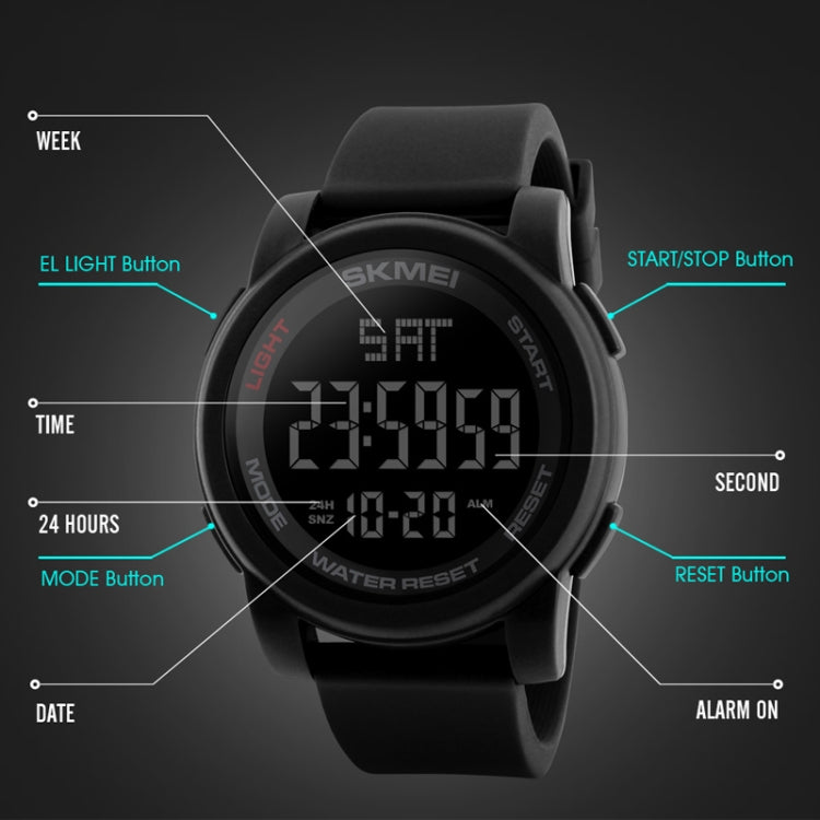 SKMEI 1257 Orologio da polso sportivo da uomo alla moda da esterno impermeabile da 50 m
