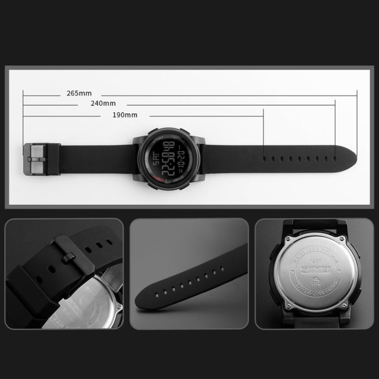 SKMEI 1257 Orologio da polso sportivo da uomo alla moda da esterno impermeabile da 50 m