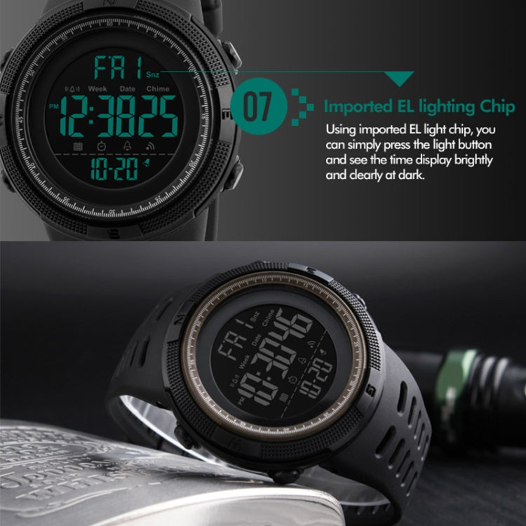 SKMEI 1251 Orologio digitale da uomo alla moda da esterno impermeabile da 50 m con cinturino in PU