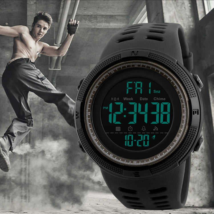 SKMEI 1251 Orologio digitale da uomo alla moda da esterno impermeabile da 50 m con cinturino in PU