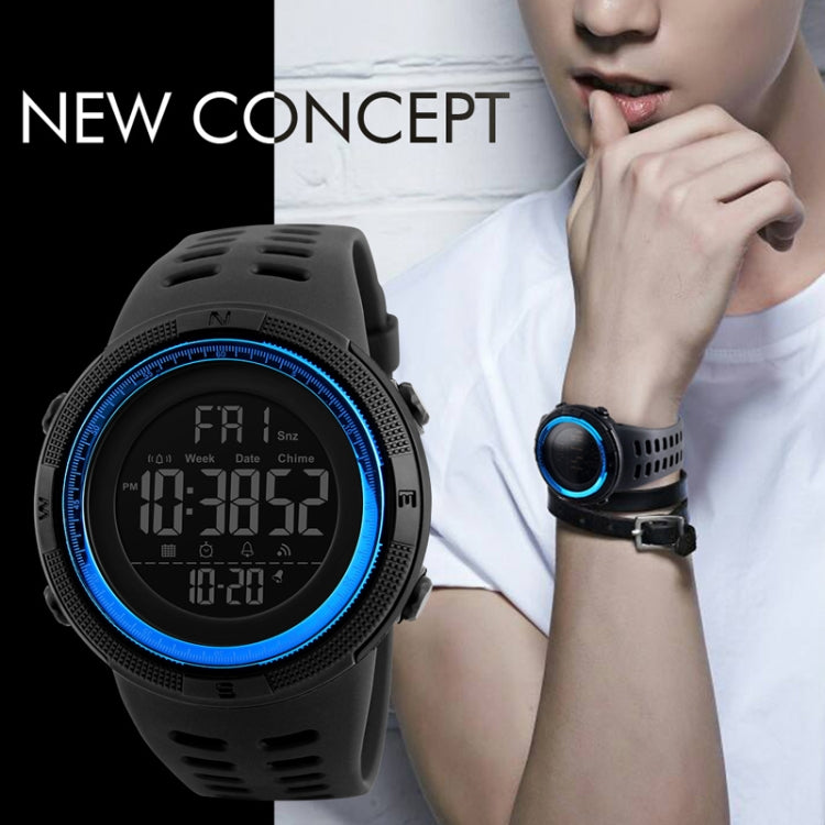 SKMEI 1251 Orologio digitale da uomo alla moda da esterno impermeabile da 50 m con cinturino in PU