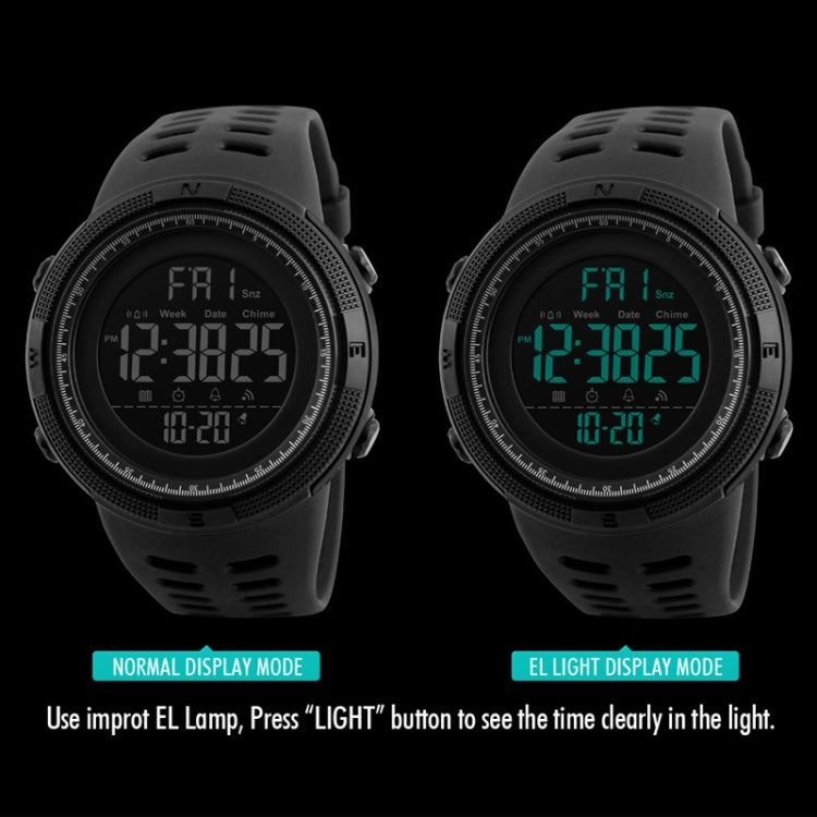 SKMEI 1251 Orologio digitale da uomo alla moda da esterno impermeabile da 50 m con cinturino in PU
