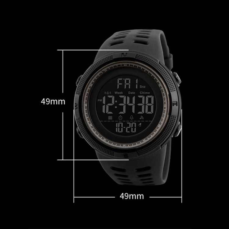 SKMEI 1251 Orologio digitale da uomo alla moda da esterno impermeabile da 50 m con cinturino in PU