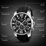 SKMEI 9128 Orologio da polso sportivo multifunzionale 3D con quadrante grande e orologio al quarzo impermeabile da 30 m