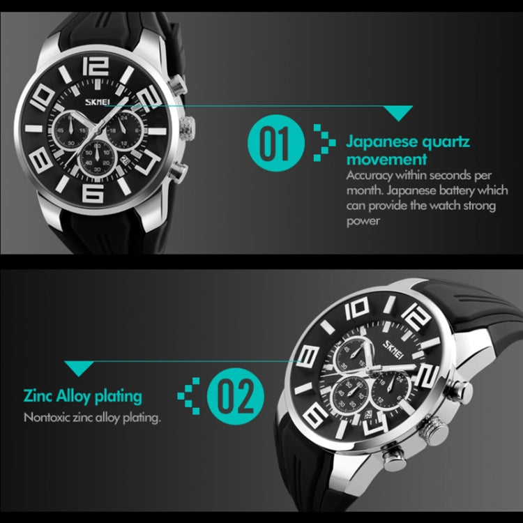 SKMEI 9128 Orologio da polso sportivo multifunzionale 3D con quadrante grande e orologio al quarzo impermeabile da 30 m